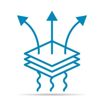 Breathable resistant shadow icon, waterproof material protection sign, web ve Stock Illustration