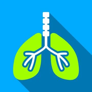 Breathe System Flat Long Shadow Square Icon Stock Illustration
