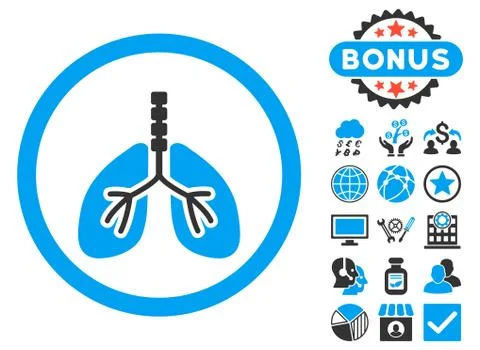 Breathe System Flat Vector Icon with Bonus Stock Illustration