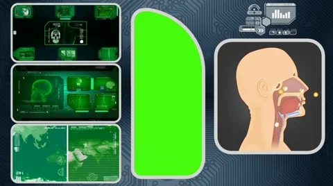 Breathing - Computer Scanning - Human detector - World - green 03 Stock Footage 62879221