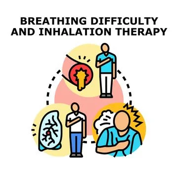 Breathing difficulty and inhalation therapy vector illustration Stock Illustration