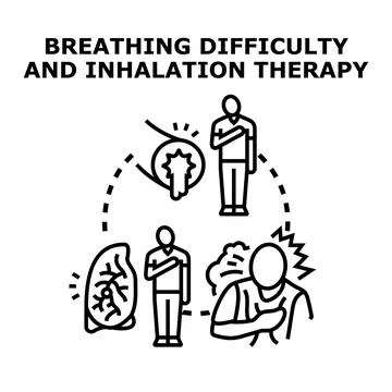 Breathing difficulty and inhalation therapy vector illustration Stock Illustration
