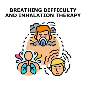 Breathing difficulty and inhalation therapy concept illustration Stock Illustration