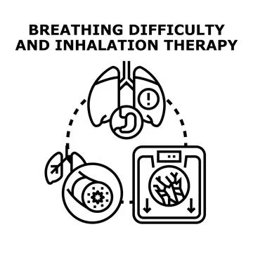 Breathing difficulty and inhalation therapy concept Stock Illustration