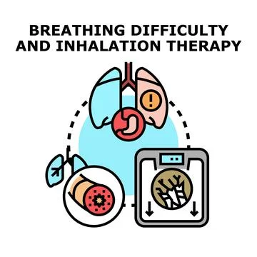 Breathing difficulty and inhalation therapy concept Stock Illustration