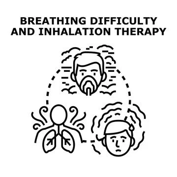 Breathing difficulty and inhalation therapy concept illustration Stock Illustration