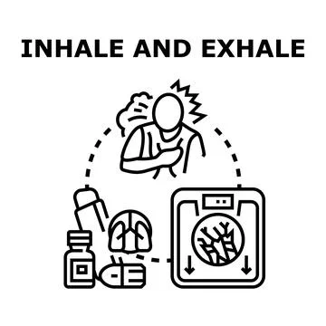 Breathing difficulty treatment and lung health concept Stock Illustration