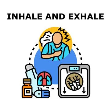 Breathing difficulty treatment and lung health concept Stock Illustration