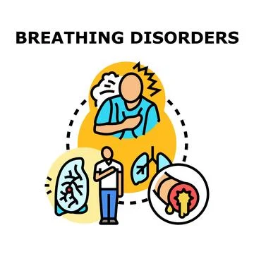 Breathing disorders concept causing respiratory system illness problems Stock Illustration