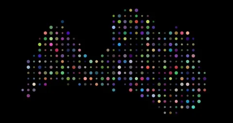 Breathing Dots Form Map of Latvia Stock Footage 312352223