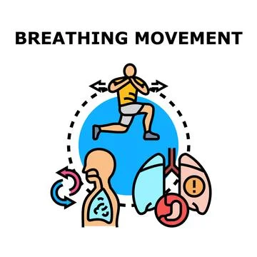 Breathing exercise and physical activity for body health Stock Illustration