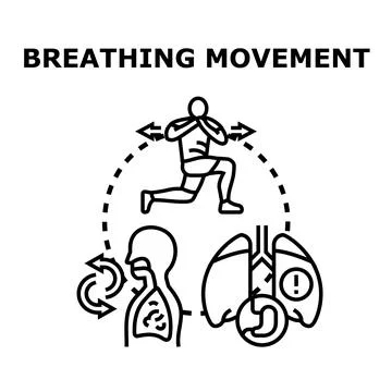 Breathing exercise and physical activity for body health Stock Illustration