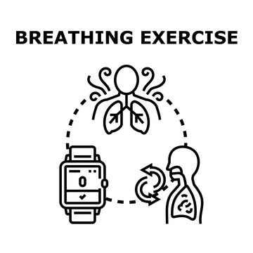Breathing exercise concept with smartwatch tracking practicing Stock Illustration