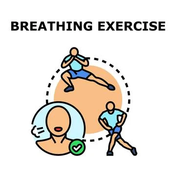 Breathing exercise for physical activity and respiratory health Ilustración de archivo