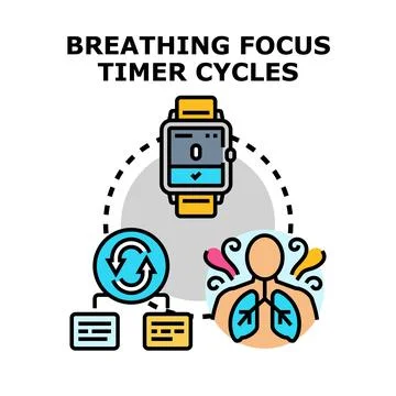 Breathing focus cycles with smart device timer Ilustración de archivo