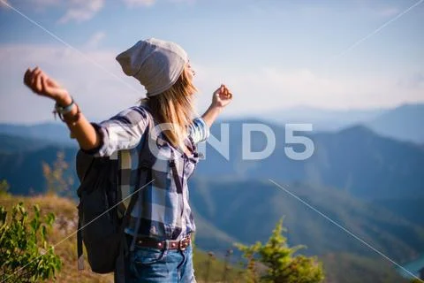 Breathing the fresh mountain air. Stock Photos