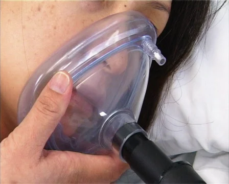 Breathing oxygen mask Stock Footage 497132