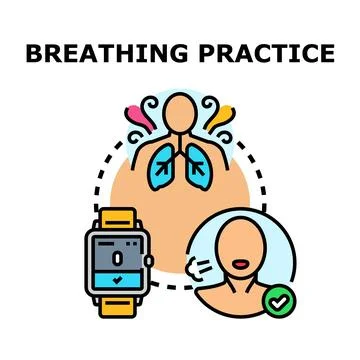Breathing practice using smart device for wellness Stock Illustration