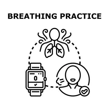 Breathing practice using smart device for wellness Stock Illustration