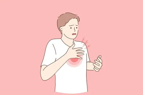 Breathing problem and coronavirus concept Stock Illustration