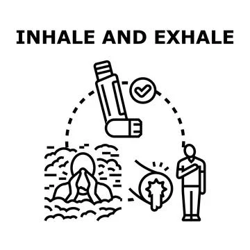 Breathing problem concept with inhaler and respiratory difficulty Stock Illustration