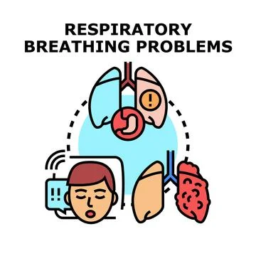 Breathing problems concept with human lung illustration Stock Illustration