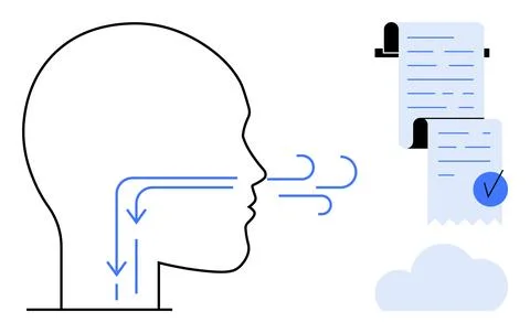 Breathing Process and Data Management Visualization Illustrazione stock