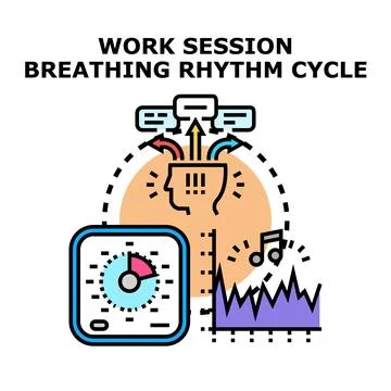 Breathing rhythm cycle optimizing work session focus time Stock Illustration