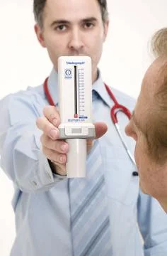  Breathing, spirometry elderly p Breathing, spirometry elderly p. model re... Stock Photos