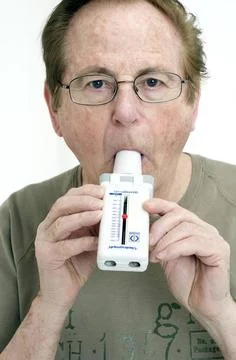  Breathing, spirometry elderly p Breathing, spirometry elderly p. model re... Stock Photos