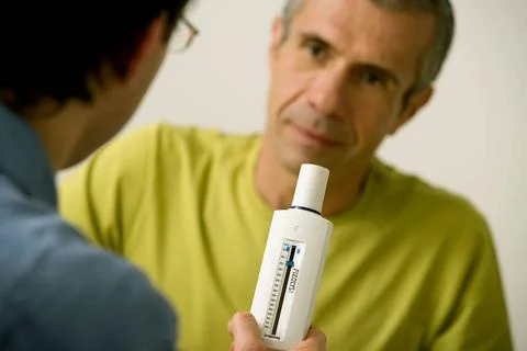 Breathing, spirometry in a man Spirometry consist in measuring the volume ... Stock Photos