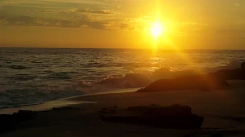 Breathless sunset view on a beach in Mexico Stock Footage 46080269
