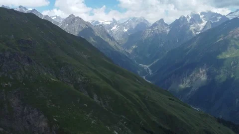 Breathtaking 4K Drone Footage Approaching Tetnuldi Mountain in Georgia Stock Footage 312330596