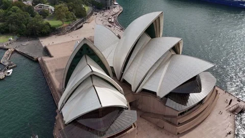 Breathtaking aerial drone view of the iconic Sydney Opera House in Australia. A Stock Footage 325687840