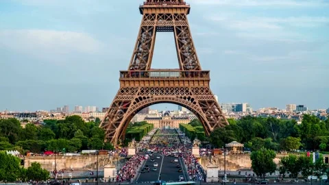 Breathtaking Aerial &amp; Ground Views of the Eiffel Tower, Paris Stock Footage 303304756