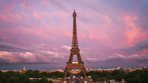 Breathtaking Aerial &amp; Ground Views of the Eiffel Tower, Paris Stock Footage 303304784