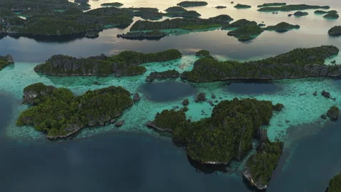Breathtaking Aerial Landscape of Raja Ampat Limestone Coast 스톡 동영상 337798853