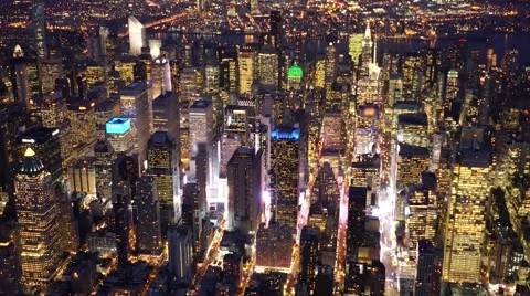 Breathtaking aerial shot of modern skyline city at sunset. cityscape view Stock Footage