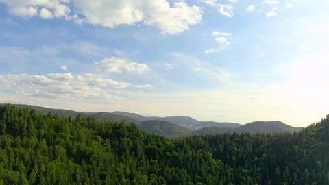 Breathtaking Aerial View of Cloudy Sky and Large Hills of the Black Forest  Видео 129334123