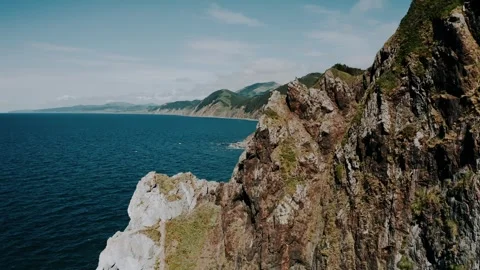 Breathtaking aerial view dramatic mountains and sea Stock Footage 315785107