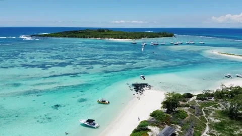 A breathtaking aerial view of Flat Island and Gabriel Island in Mauritius Stock Footage 335408323