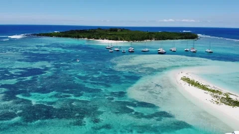 A breathtaking aerial view of Flat Island and Gabriel Island in Mauritius Stock Footage 335434357