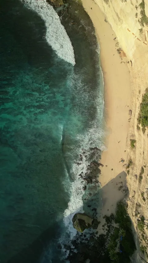 Breathtaking Aerial View Iconic Diamond Beach Bali Sunrise 4K Stock Footage 339080377
