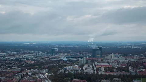 Breathtaking Aerial View of Munich Cityscape &amp; Architecture in Fall Stock Footage 261836645