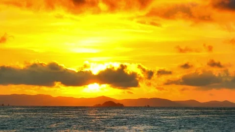 A breathtaking aerial view of the ocean at sunset. Stock Footage 308508300