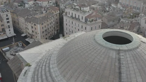 Breathtaking Aerial View of the Pantheon Dome and Oculus, Rome Stock Footage 305164069