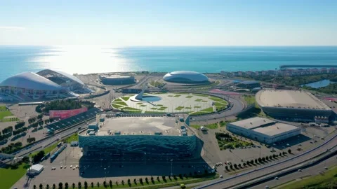 Breathtaking aerial view of Sochi Olympic Park captured by a drone.Panoramic Vidéo 237172941
