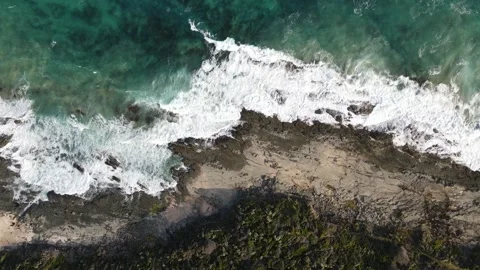 Breathtaking aerial view of turquoise ocean and limestone cliffs, Great Ocean Ro Stock Footage 335983635