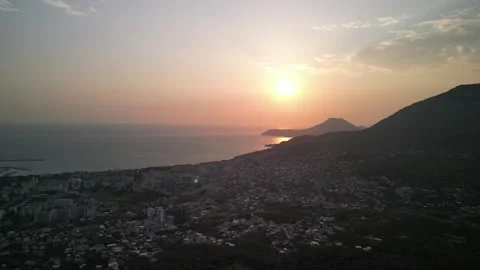A breathtaking and stunning sunset view over a beautiful coastal landscape Stock Footage 290440316