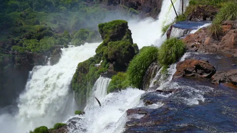 Breathtaking cinematic wide shot of multiple waterfall Stock Footage 336671134